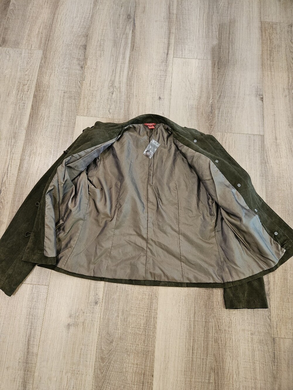 Sundance Suede Leather Jacket Women’s 12 Olive Green Military Utility NWOT - Picture 6 of 9
